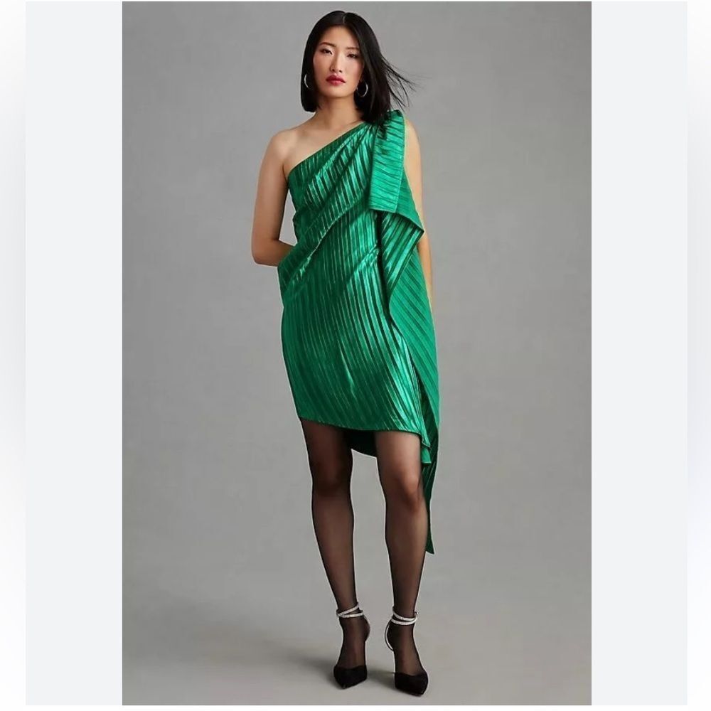 GUAPA for Anthropologie size 2 Green Guapa One-Shoulder Mini Dress